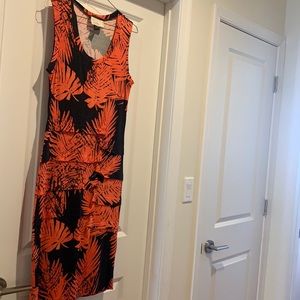 Nicole Miller Orange send Black tropical dress